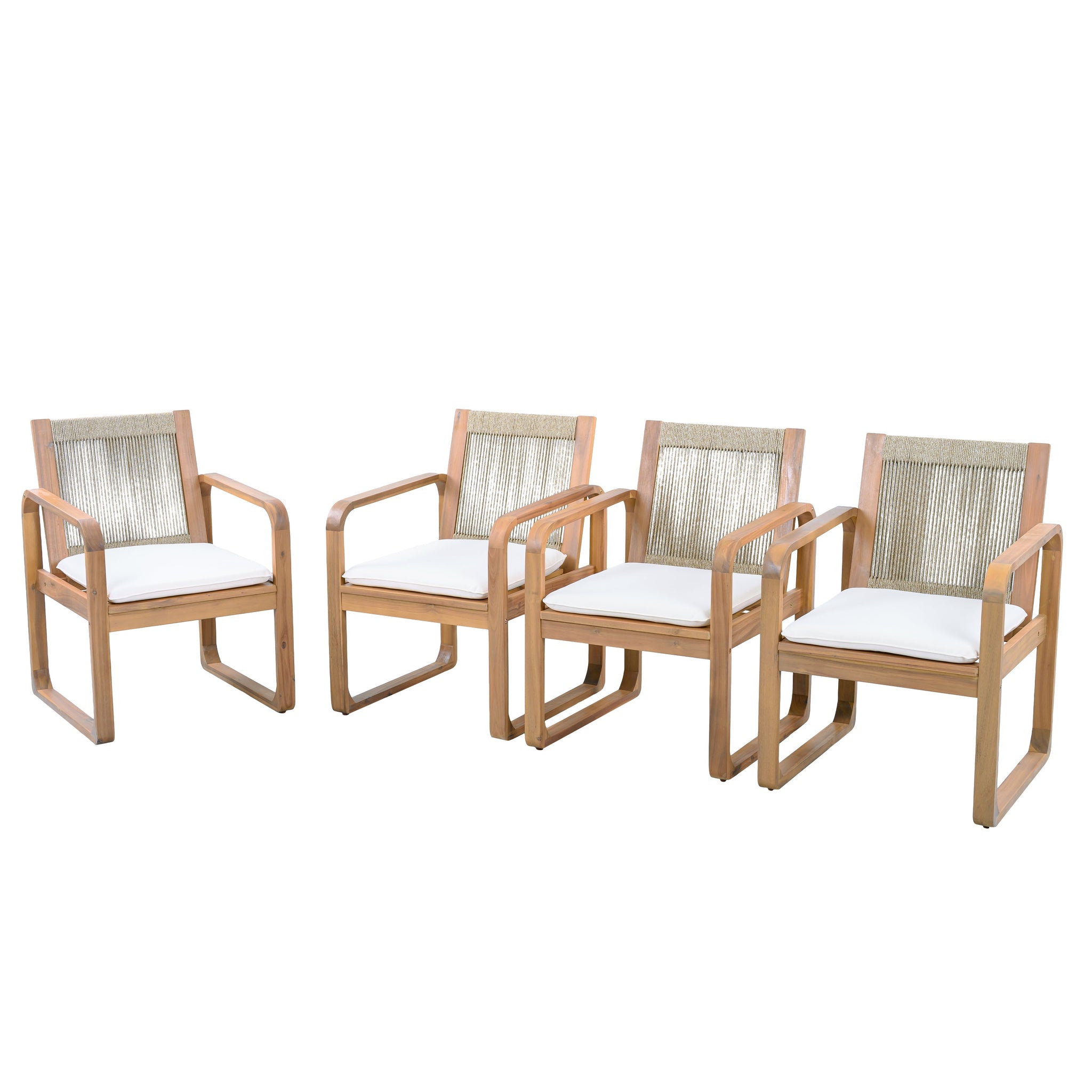 2-Piece Outdoor Dining Chairs Set: Acacia Wood with Rope Back by HouseOfZazla
