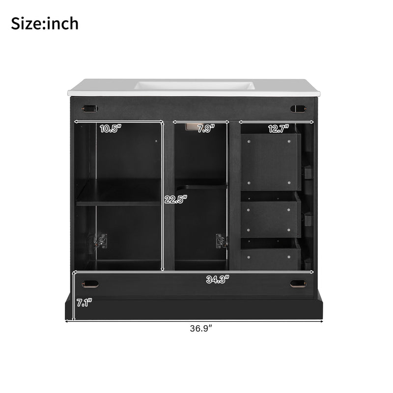 Bathroom Vanity With Sink, Soft Close Doors, Adjustable Shelf & 3 Drawers by HouseOfZazla
