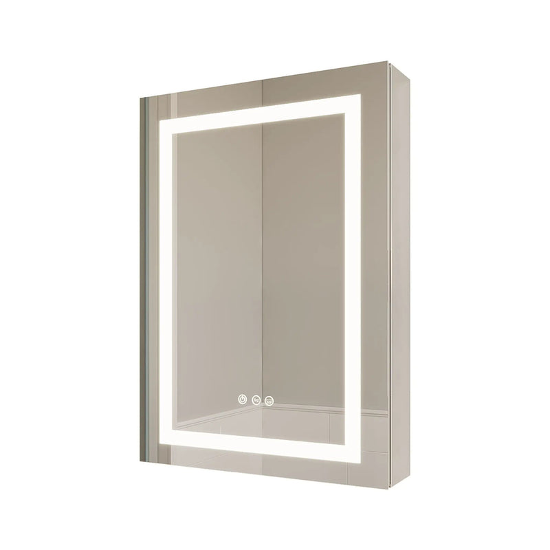 Bathroom Medicine Cabinet With LED Mirror, Anti-Fog, Waterproof, 3000K~6000K Single Door Lighted Bathroom Cabinet With Touch Swich by Unique Piece Furniture