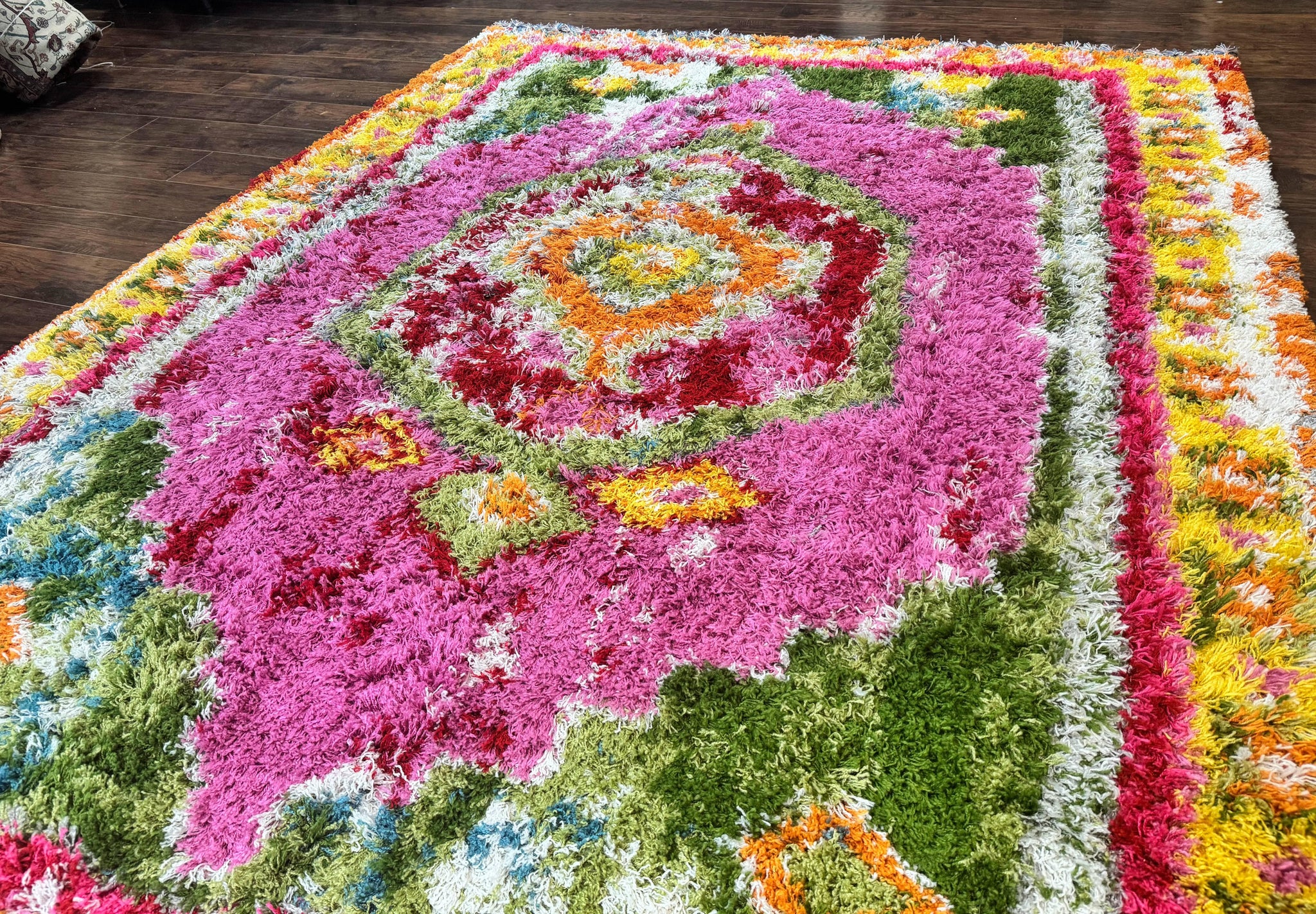 Colorful Shag Rug 8x10, Fuchsia and Multicolor by Jewel Rugs