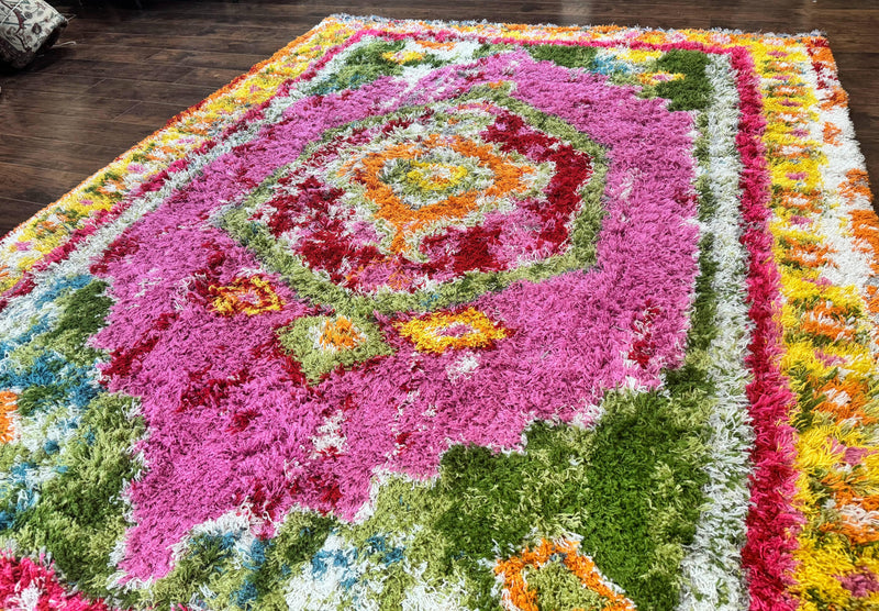 Colorful Shag Rug 8x10, Fuchsia and Multicolor by Jewel Rugs