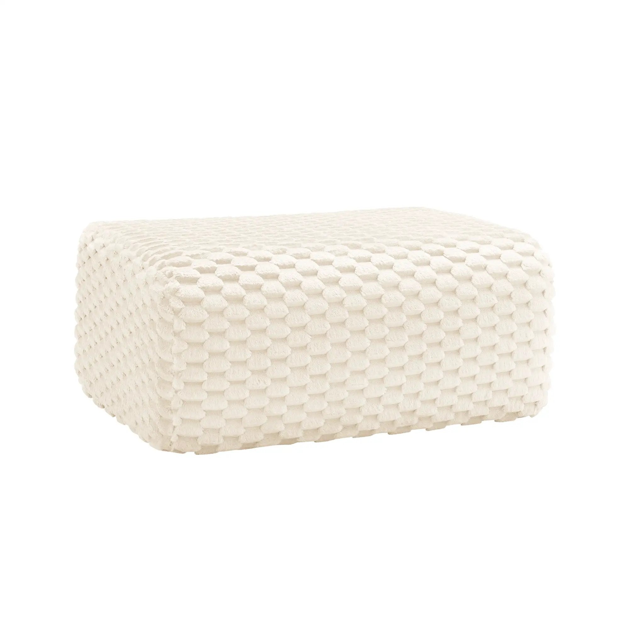 Flannelette Fabric Ottoman - White by HouseOfZazla