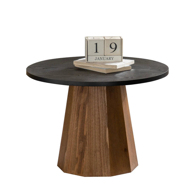 Round Coffee Table - Sturdy Pedestal Wooden Tea Table for Living Room by HouseOfZazla