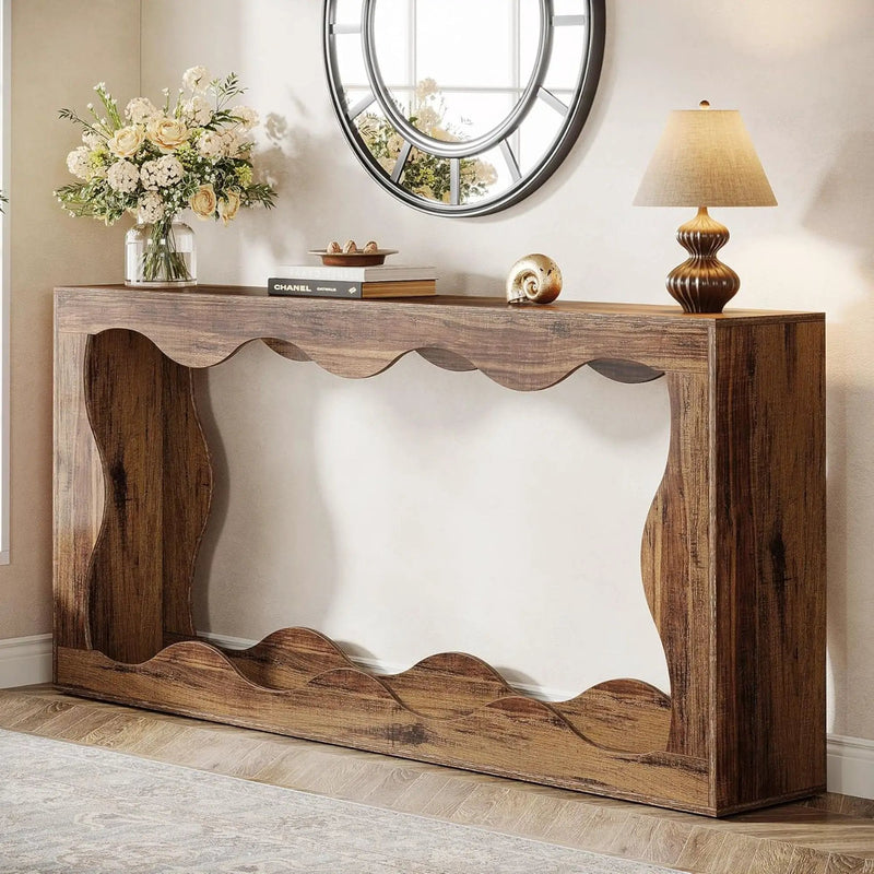 Console Table With Storage, Narrow Entryway Stand For Living Hallway - Light Brown by HouseOfZazla