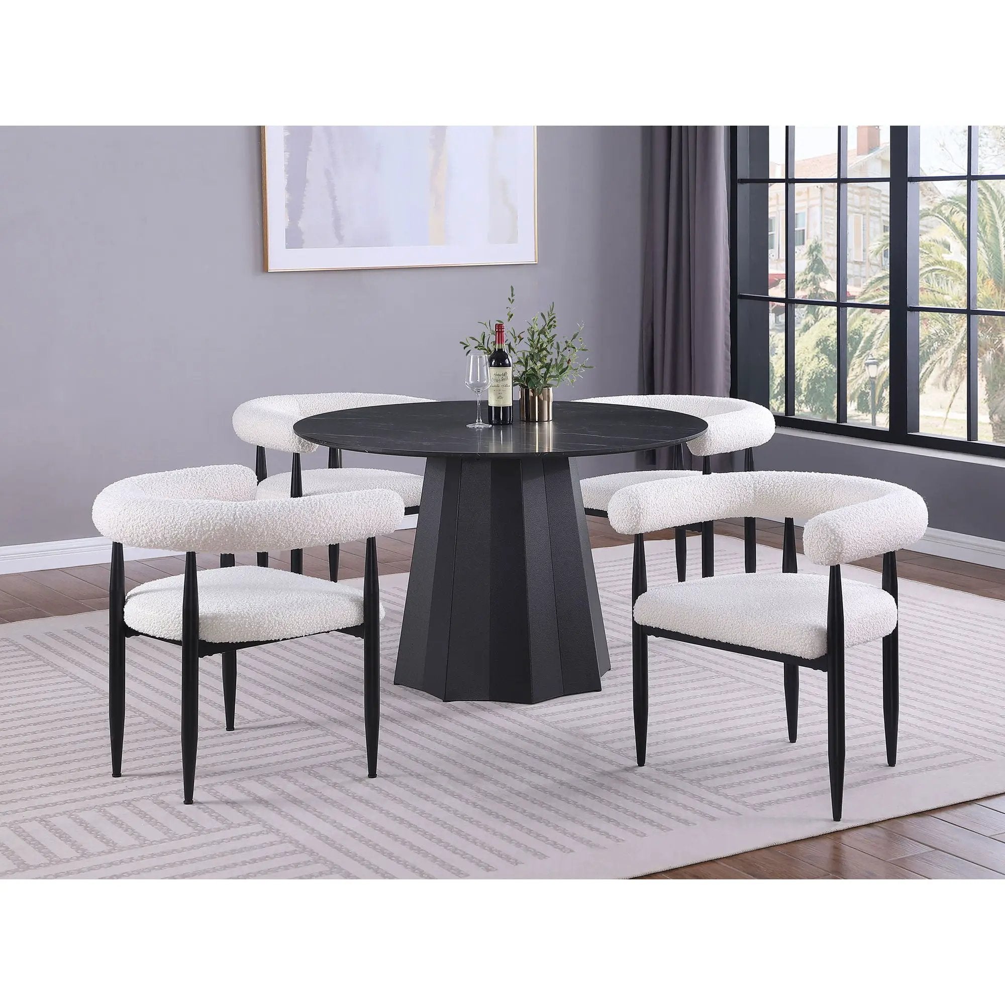 Notting - Upholstered Dining Arm Chair (Set of 2) In And Open C Shaped Backrest - Cream by HouseOfZazla