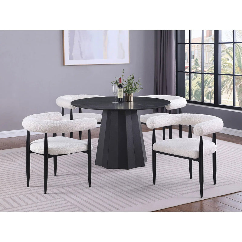Notting - Upholstered Dining Arm Chair (Set of 2) In And Open C Shaped Backrest - Cream by HouseOfZazla