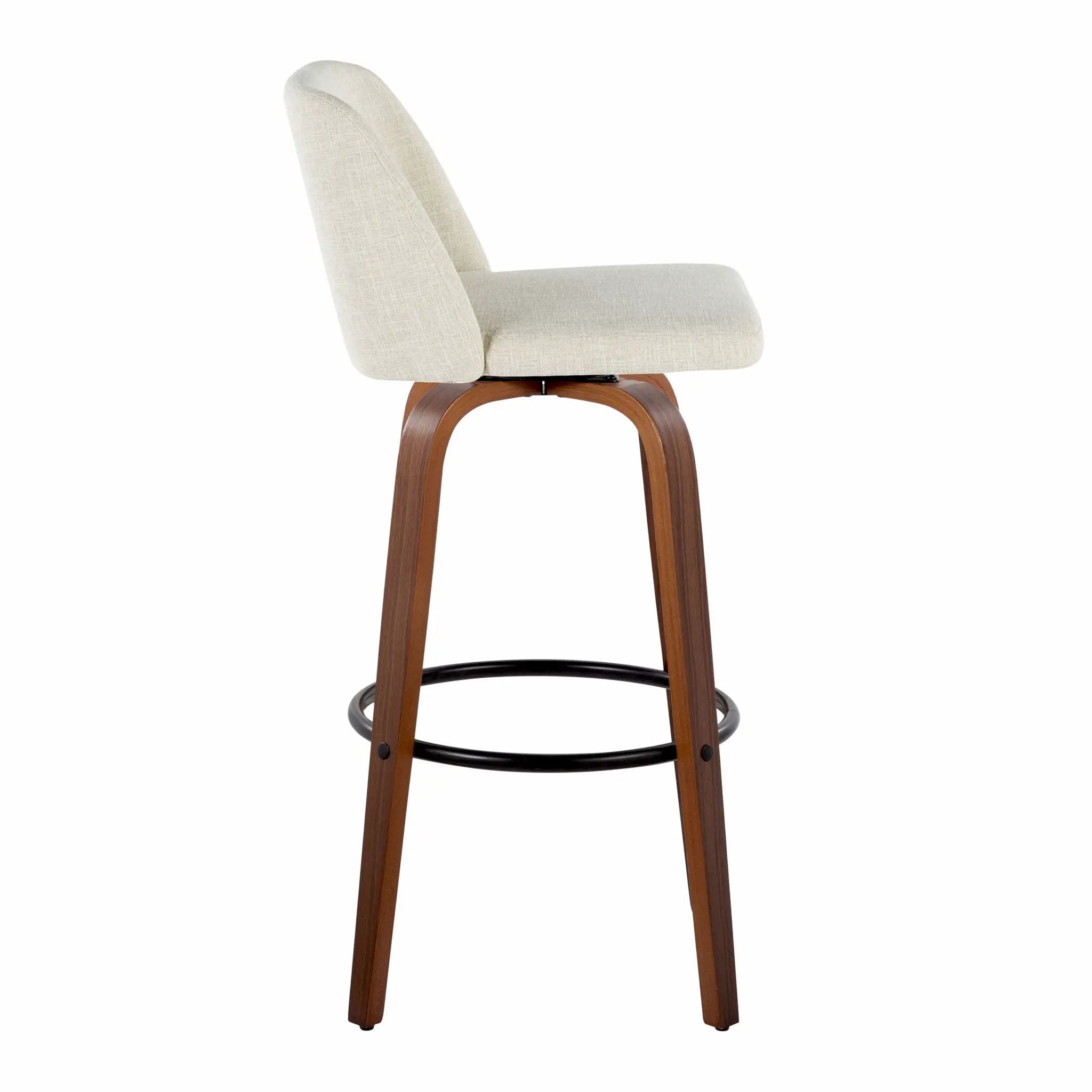 Toriano - Contemporary Fixed Height Barstool Swivel And Round Footrest (Set of 2) by HouseOfZazla