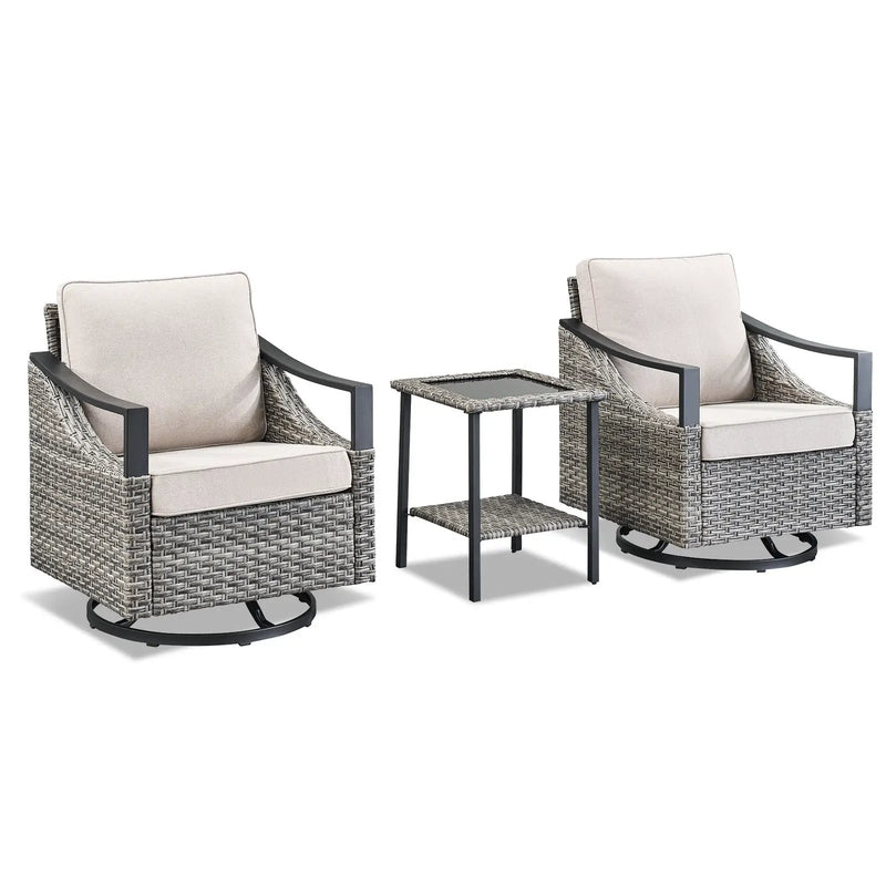 3-Piece Outdoor Conversation Set with Swivel Rocking Chairs by HouseOfZazla