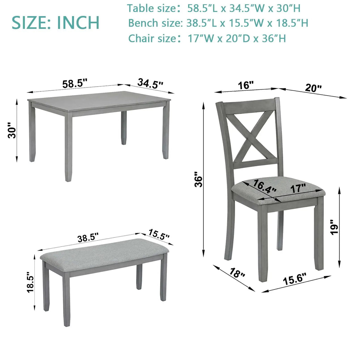 Kitchen Dining Set, Rectangular Dining Table by Unique Piece Furniture