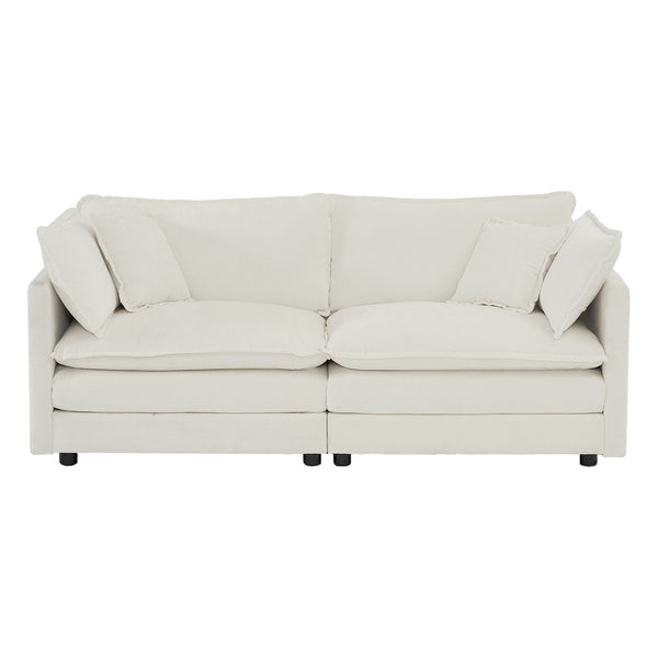 2-Piece White Chenille Sofa Set for Living Room