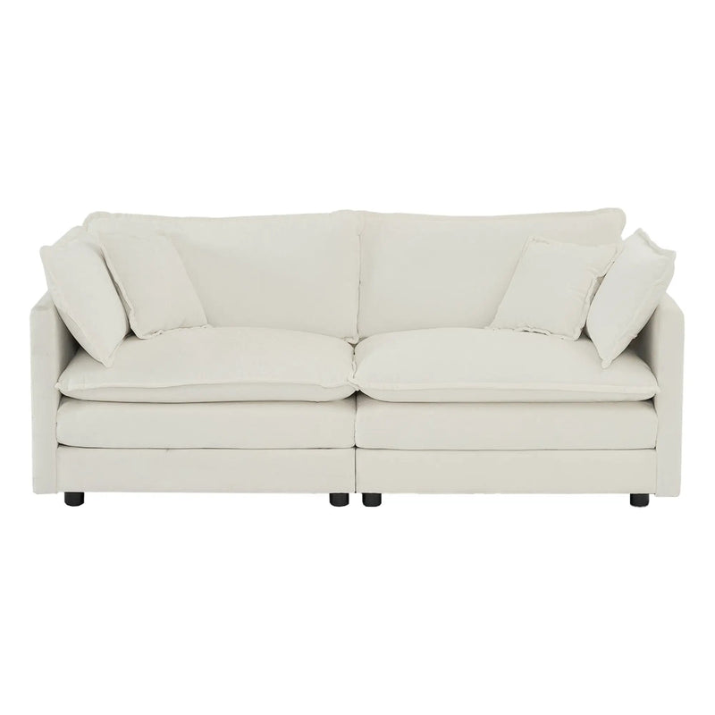 2-Piece White Chenille Sofa Set for Living Room by HouseOfZazla