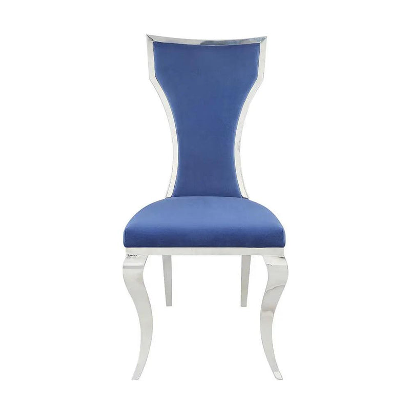 Azriel - Side Chair (Set of 2) - Blue Velvet & Mirroed Silver by Unique Piece Furniture