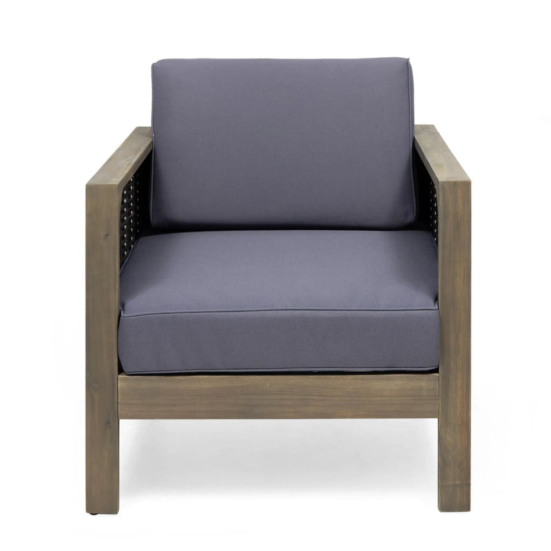 Outdoor Acacia Wood Club Chair With Wicker Accents by HouseOfZazla