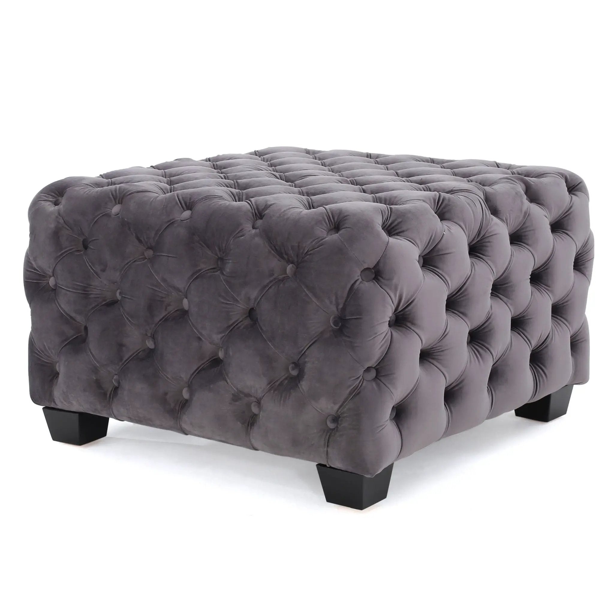 Modern Glam Ottoman with Upholstery and Button Tufted Design by HouseOfZazla