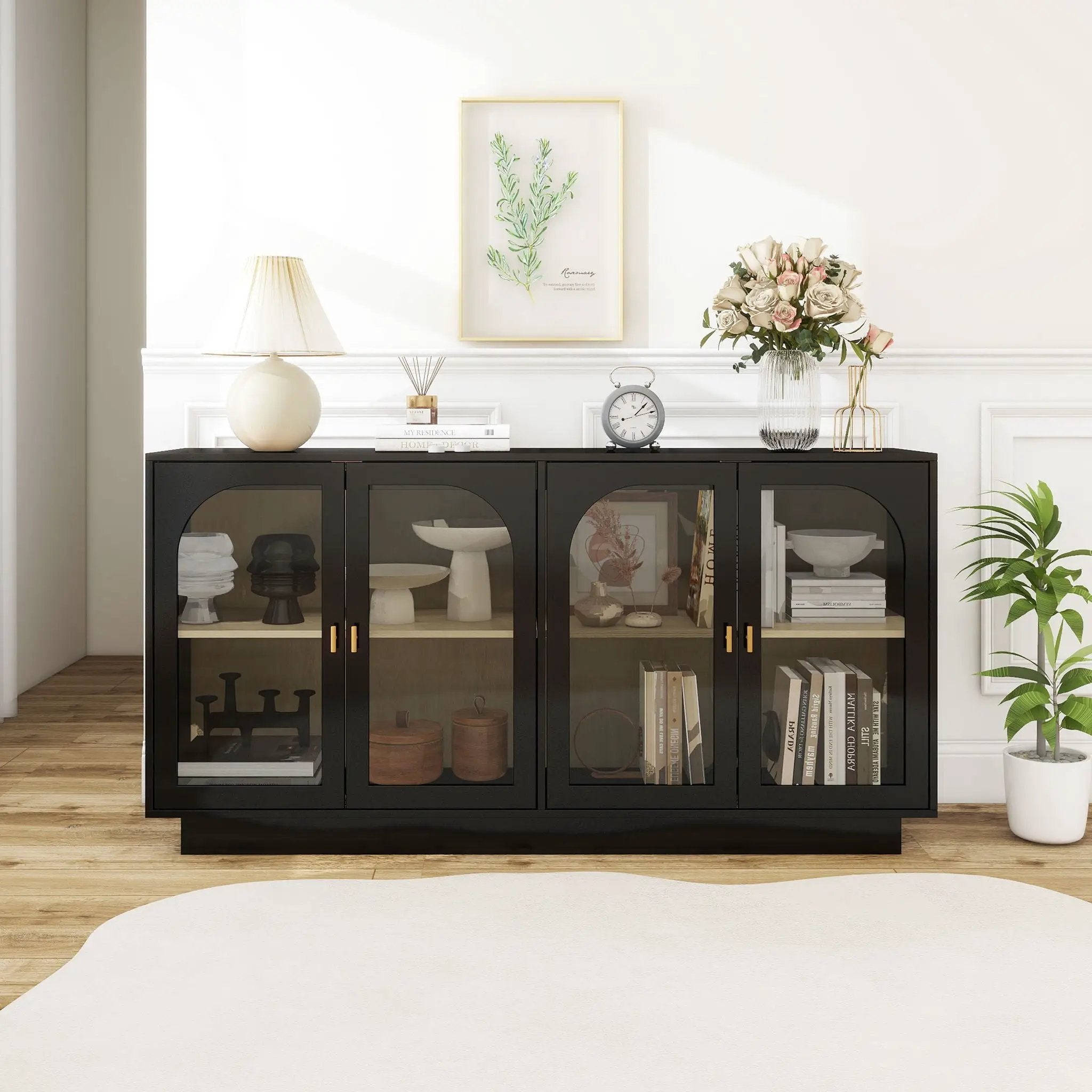 Storage Cabinet With Door For Living Room, Dining Room - Black by HouseOfZazla