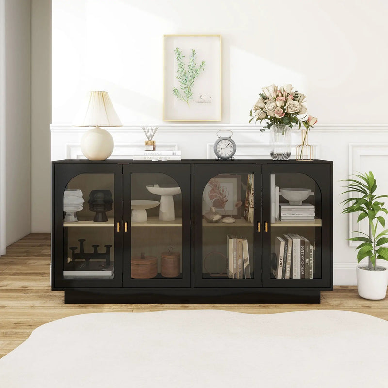 Storage Cabinet With Door For Living Room, Dining Room - Black by HouseOfZazla