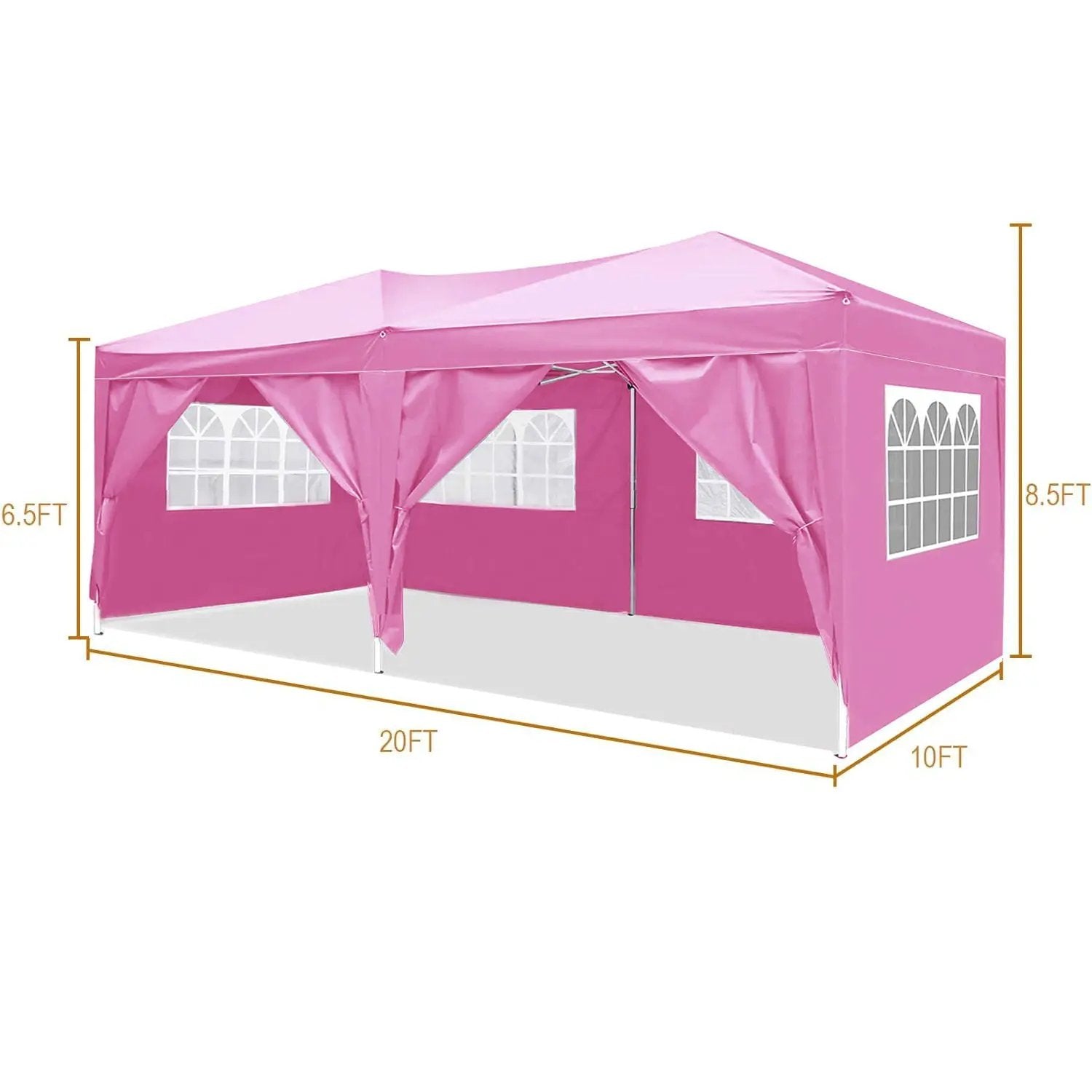 10'X20' Folding Canopy With 6 Removable Sidewalls Outdoor Event Shelter UPF 50+ Gazebo Portable Tents For Parties Beach Camping Wedding Ez Pop Up Canopy by Unique Piece Furniture