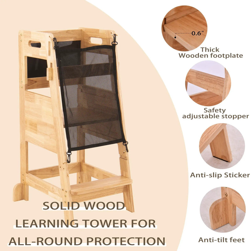Solid Wood Learning Tower - Wood by HouseOfZazla