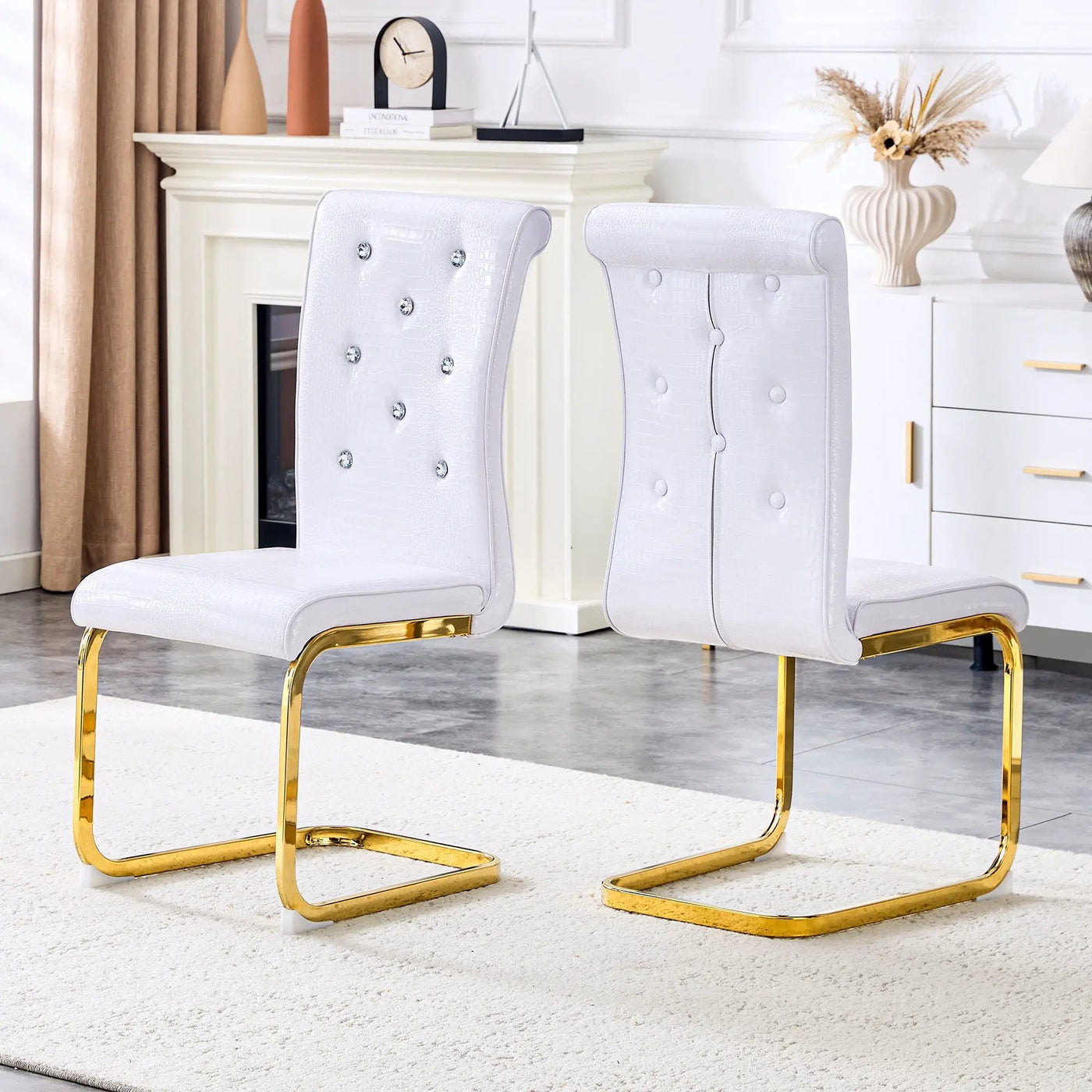 Elegant Design Alligator Skin Upholstered Dining Chairs by Unique Piece Furniture