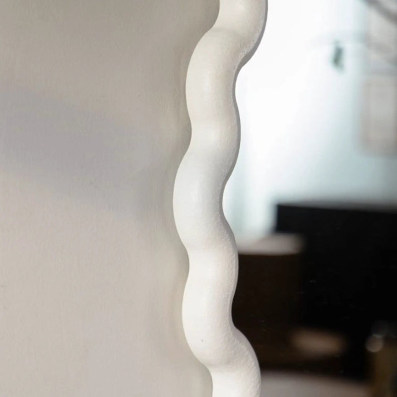 White Scalloped Round Wall Mirror by HouseOfZazla