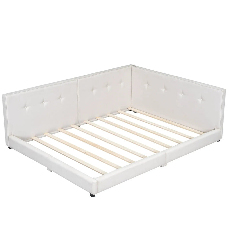 Modern Upholstered Platform Bed With USB Ports And LED Belt