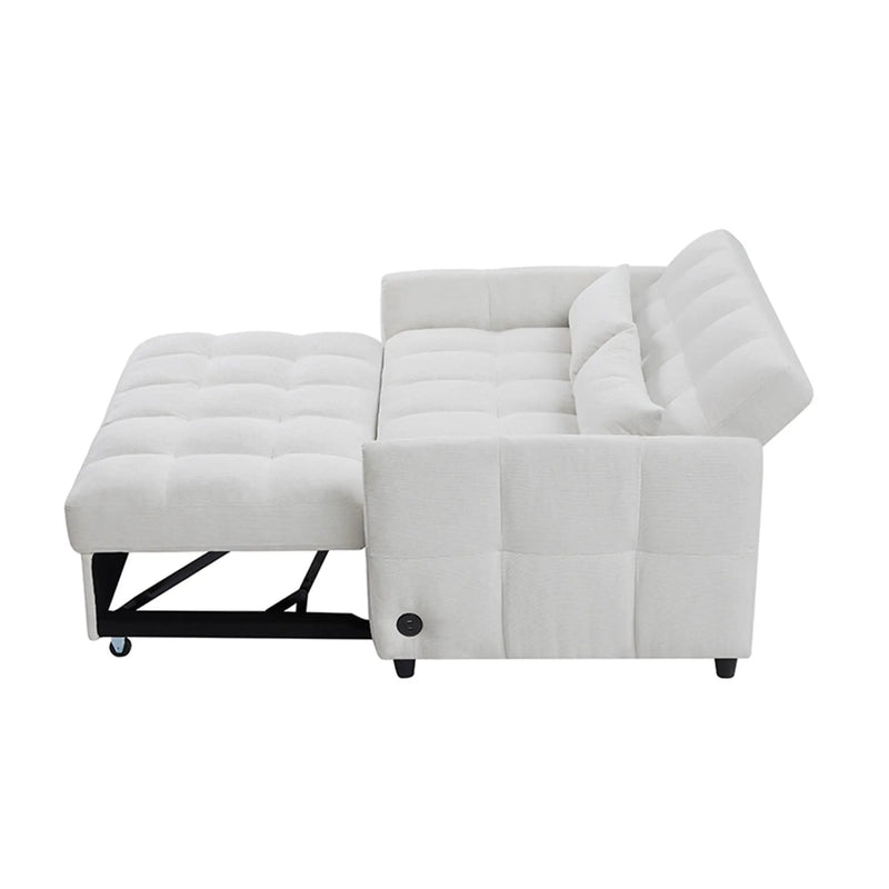 Loveseat Sofa Pull-Out Bed With Adjustable Backrest, 3 USB Ports And 2 Lumbar Pillows For Living Room by HouseOfZazla