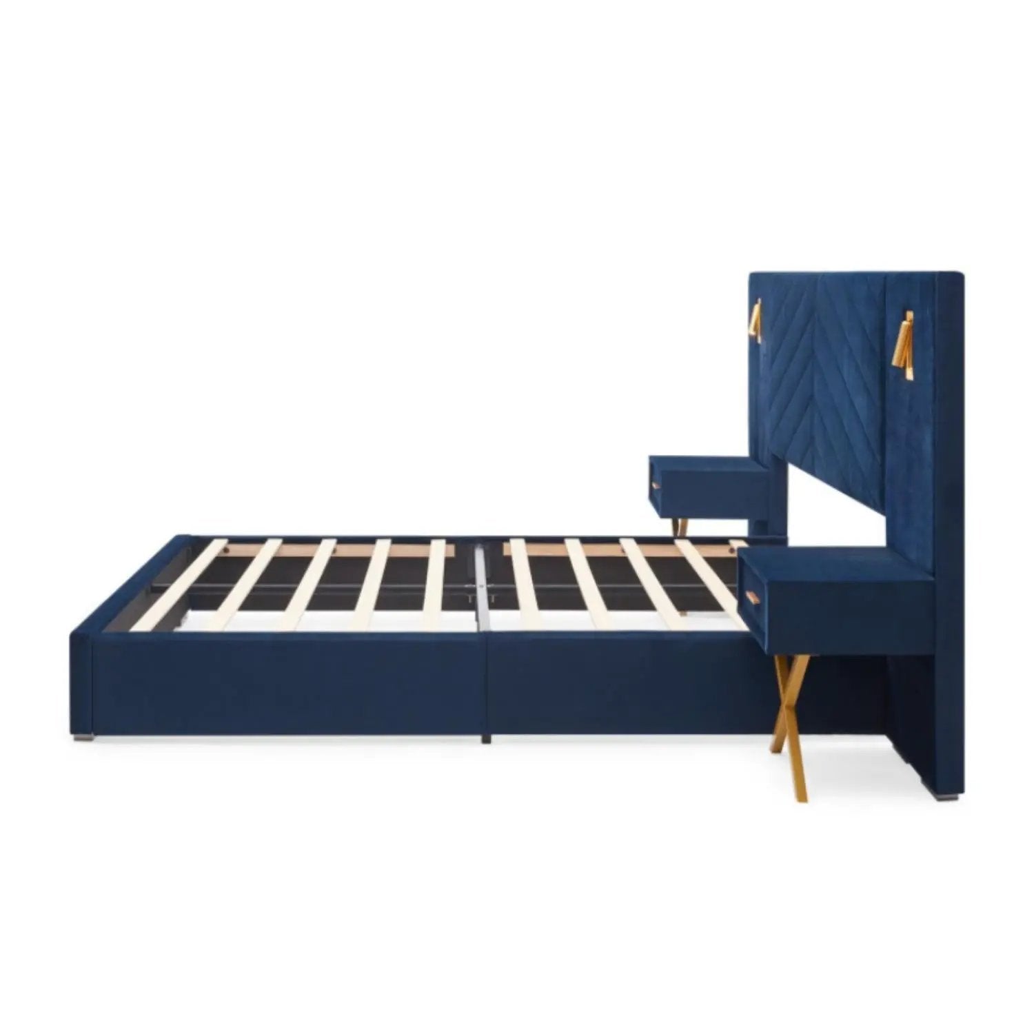 Comfortable Upholstered Bed With Vertical Channel Tufted Wingback Headboard