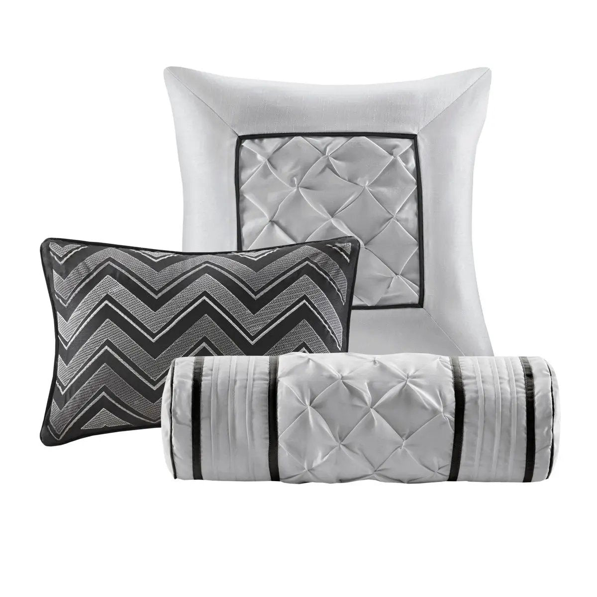7 Piece Tufted Comforter Set Black King by HouseOfZazla