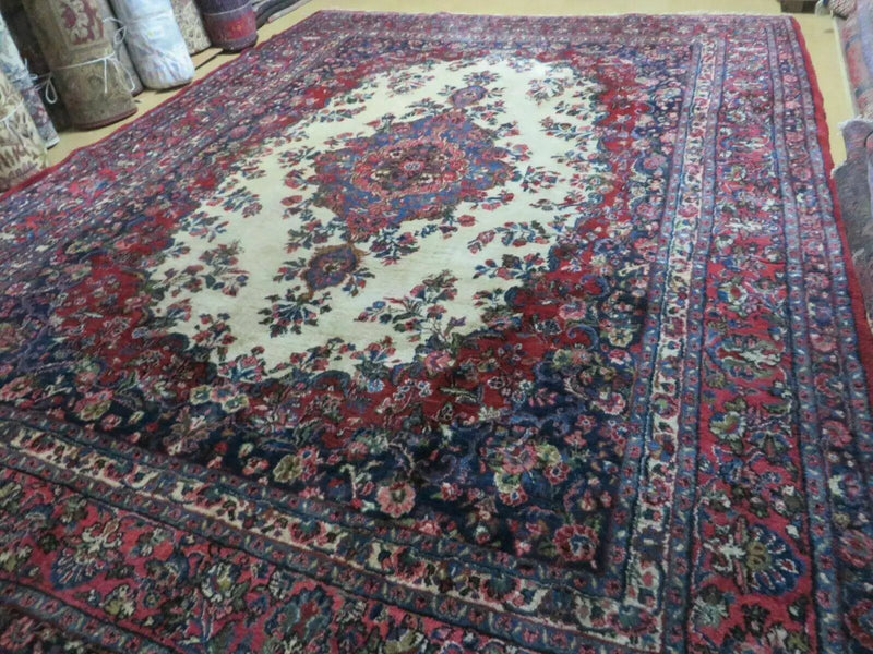 Persian Sarouk Rug 9x12 - Semi Open Field Medallion Carpet by Jewel Rugs