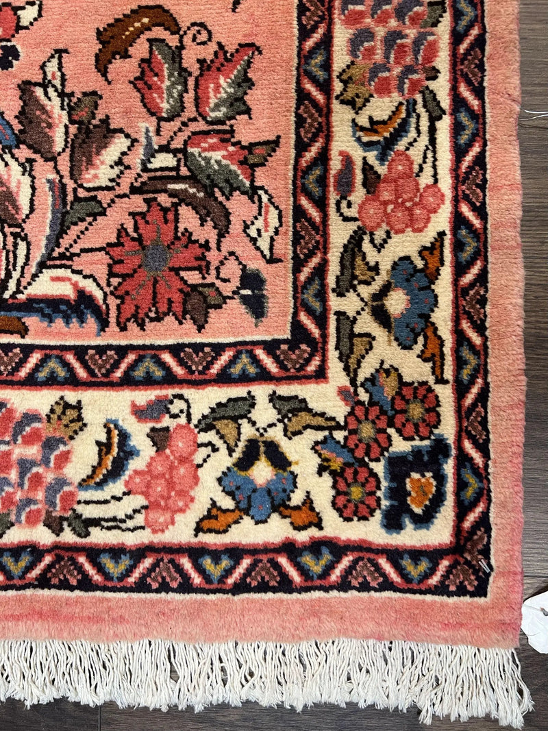 Persian Sarouk Runner Rug 2.9 x 13.6, Wool Floral Hand Knotted Runner by Jewel Rugs