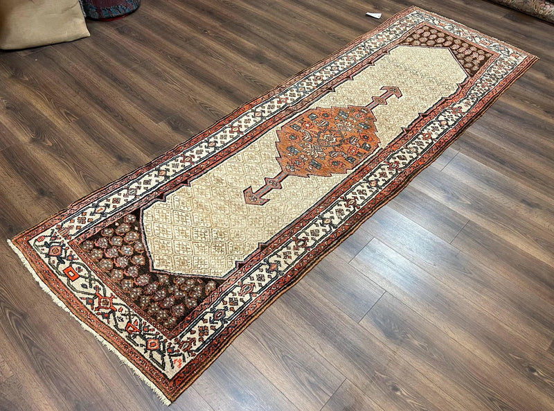 Rare Persian Tribal Runner Rug 3.5 x 10, Sarab Serab Kalegy Carpet, Antique 1920s Collectible Geometric Medallion Oriental Wool Runner, Hand Knotted, Camel Hair Color by Jewel Rugs
