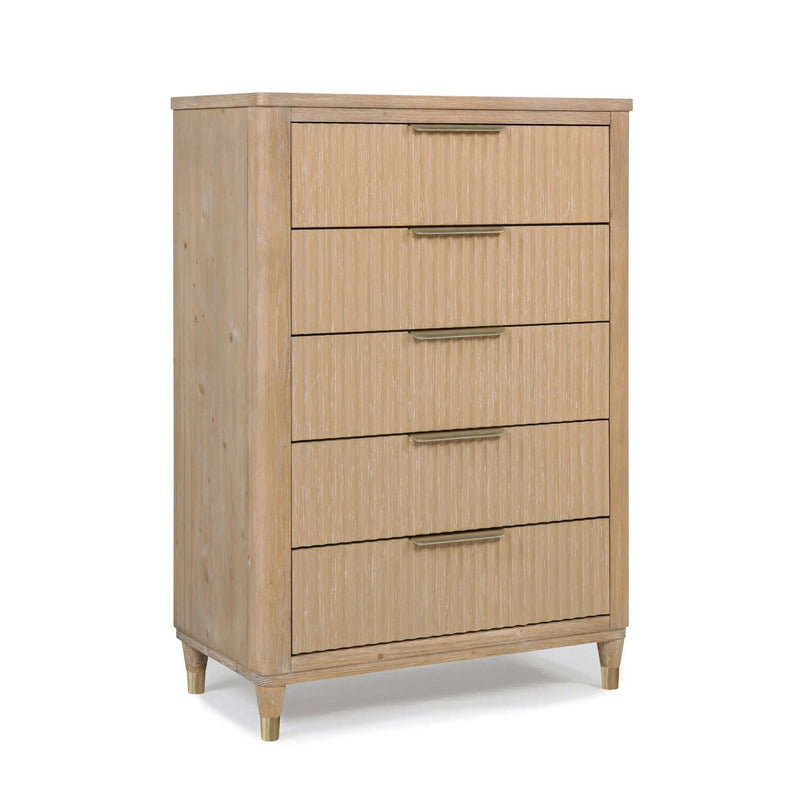 Tall Chest With Full Extension Glides And Accents, Storage Cabinet - Natural Wood by Unique Piece Furniture