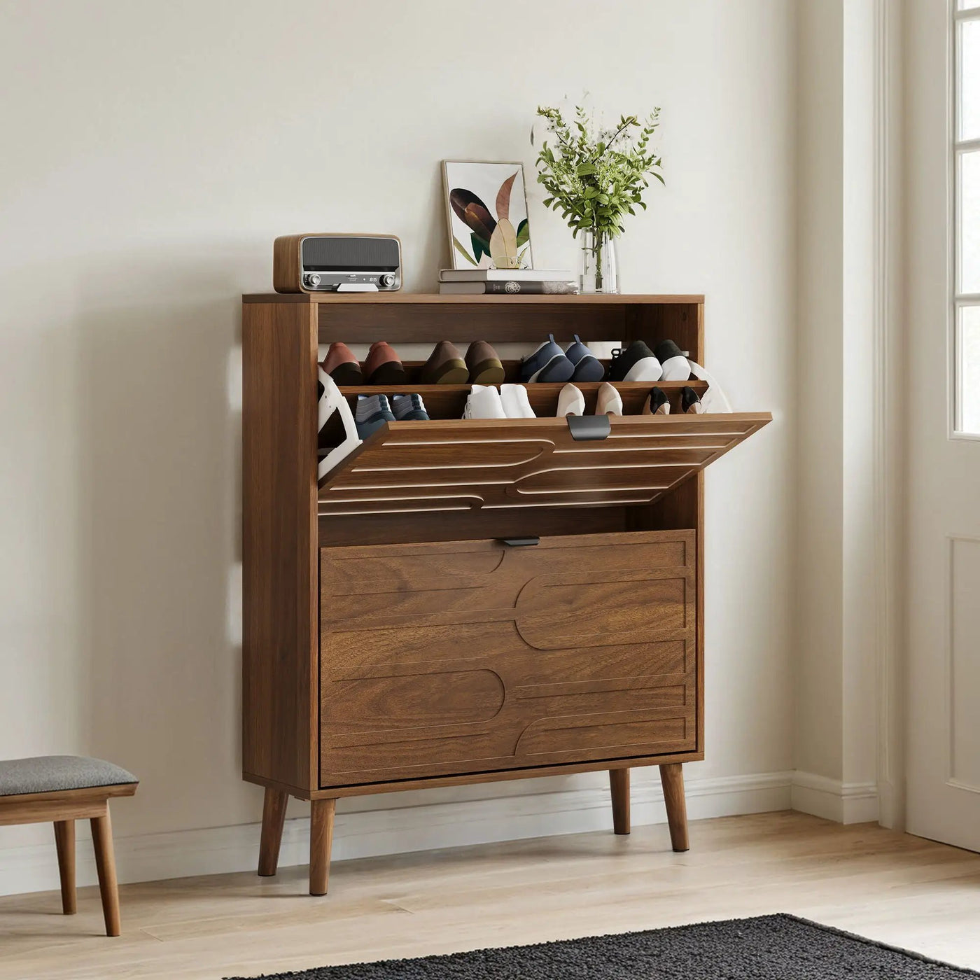 Medieval - Independent Shoe Cabinet With 2 Flip Drawers by HouseOfZazla