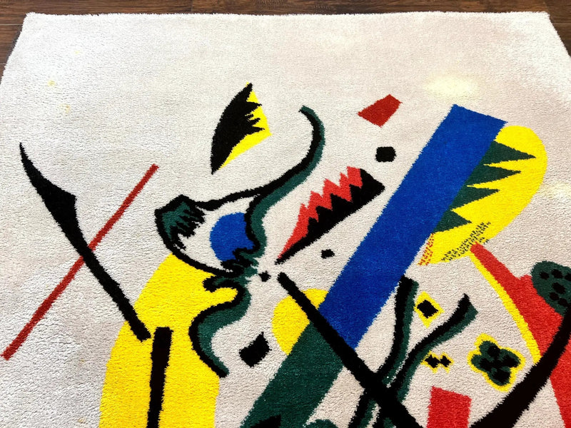 Danish Rya Shag Rug 6x9, EGE Axminster Carpet, Ivory, Modern Abstract Rug, Signed by Designer by Jewel Rugs