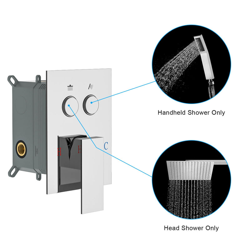 Dual Shower Head System With Square Rain Shower And Rough In Valve by HouseOfZazla