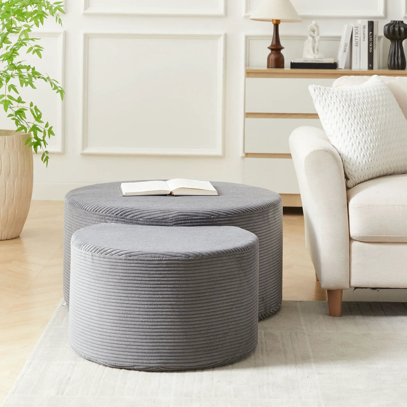 Modern Upholstered Round Coffee Table For Living Room (Set of 2) by HouseOfZazla