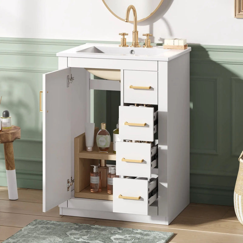 Modern Bathroom Vanity With 1 Door and 3 Drawers by HouseOfZazla
