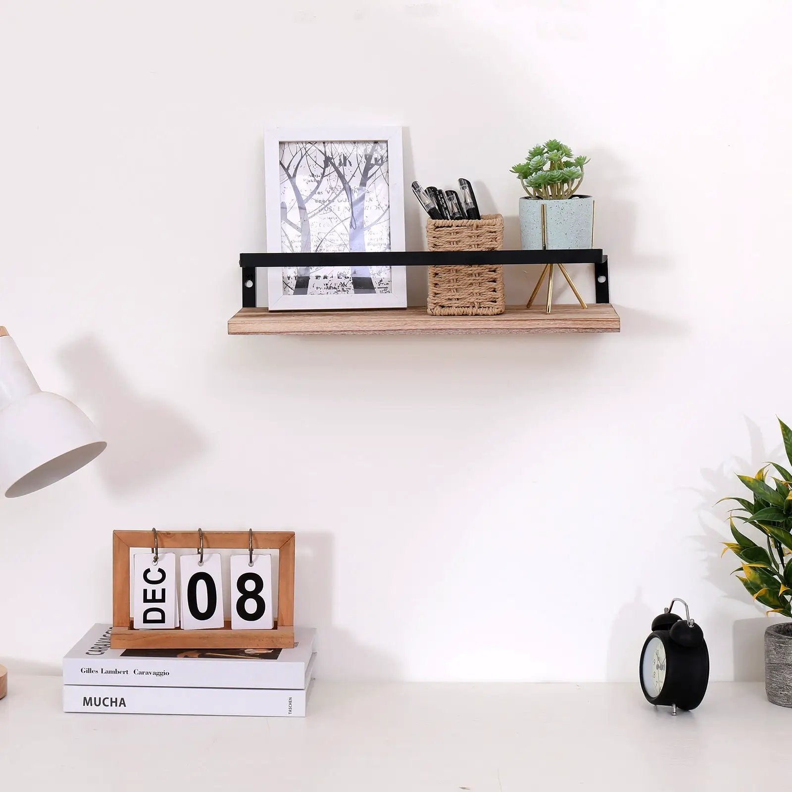 Floating Shelves, Long Wall Shelves (Set of 2) Wall Mounted Shelves With Brackets For Bedroom - Natural Wood by Unique Piece Furniture