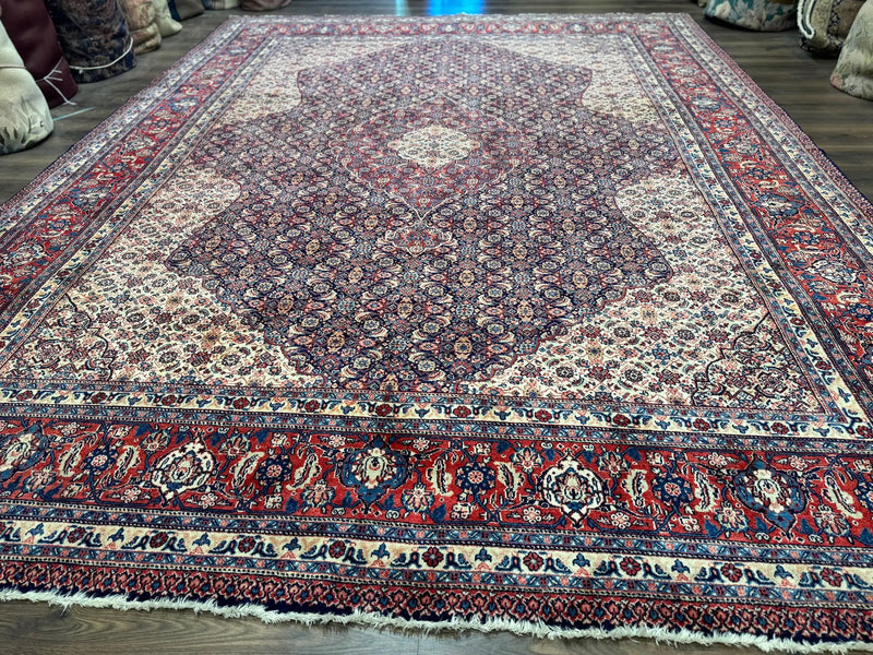 Persian Tabriz Rug 11x14 Navy Blue Herati Wool Carpet by Jewel Rugs