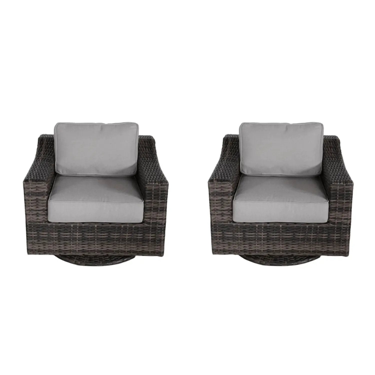 Outdoor Swivel Patio Chair With Cushions (Set of 2) - Brown by Unique Piece Furniture