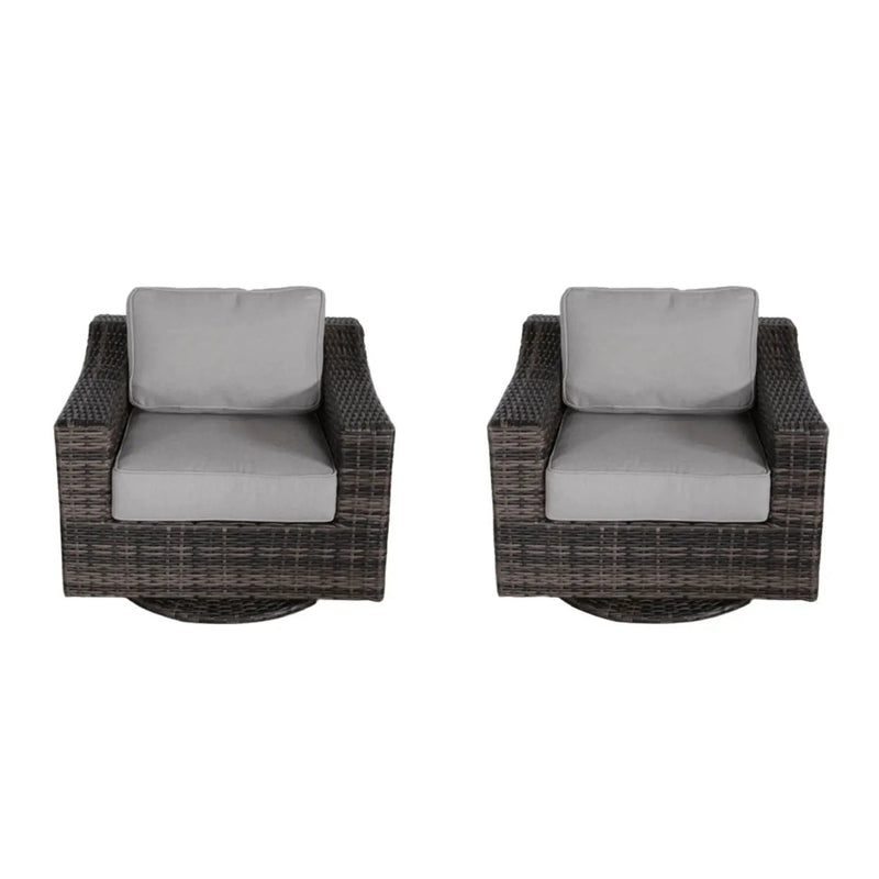 Outdoor Swivel Patio Chair With Cushions (Set of 2) - Brown by Unique Piece Furniture