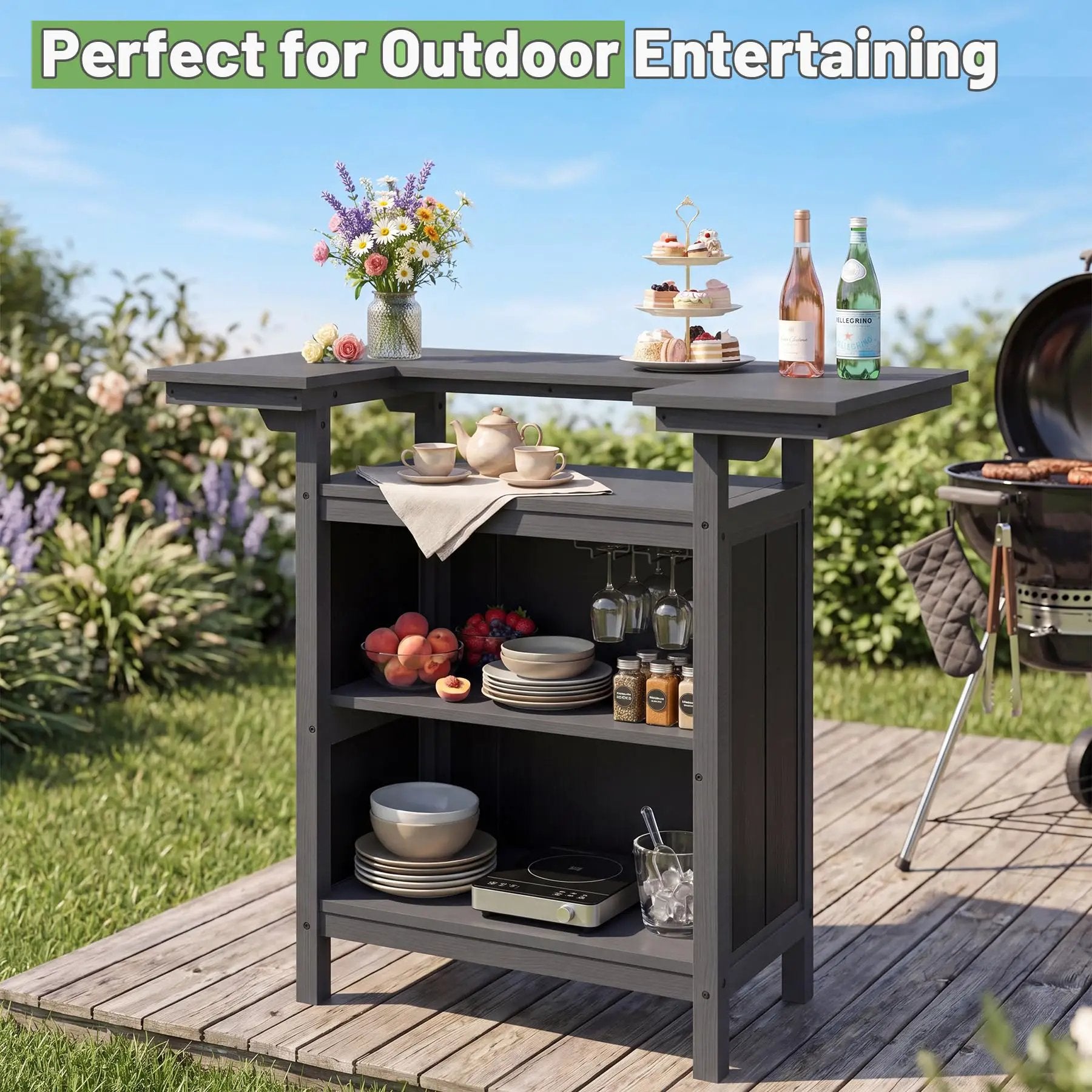 Outdoor Bar Patio Kitchen Island with HDPE & Aluminum Frame by HouseOfZazla