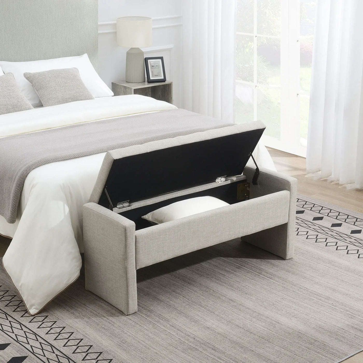 Modern Upholstered Large Bed End Bench With Storage by HouseOfZazla
