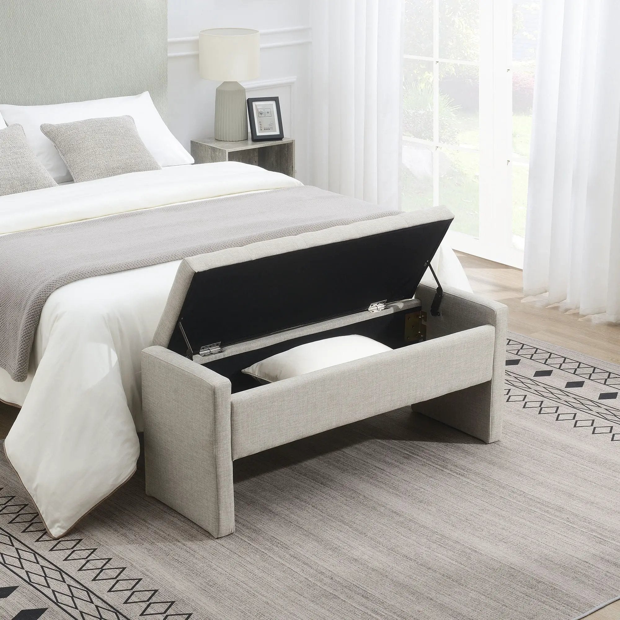 Modern Upholstered Large Bed End Bench With Storage by HouseOfZazla