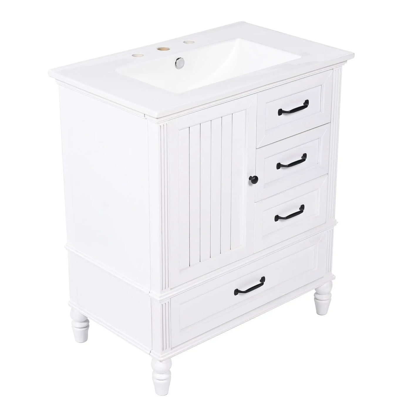 30" Bathroom Vanity With Sink, 3 Drawers, Adjustable Feet by HouseOfZazla