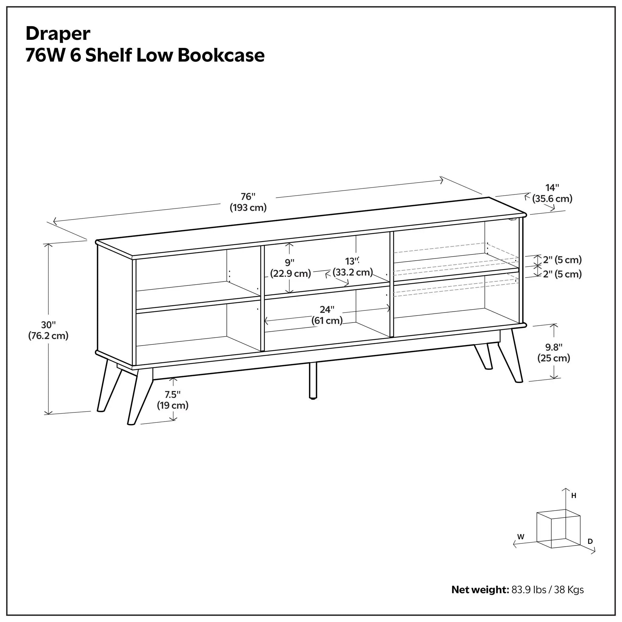 Draper - Handcrafted Low Bookcase by Unique Piece Furniture