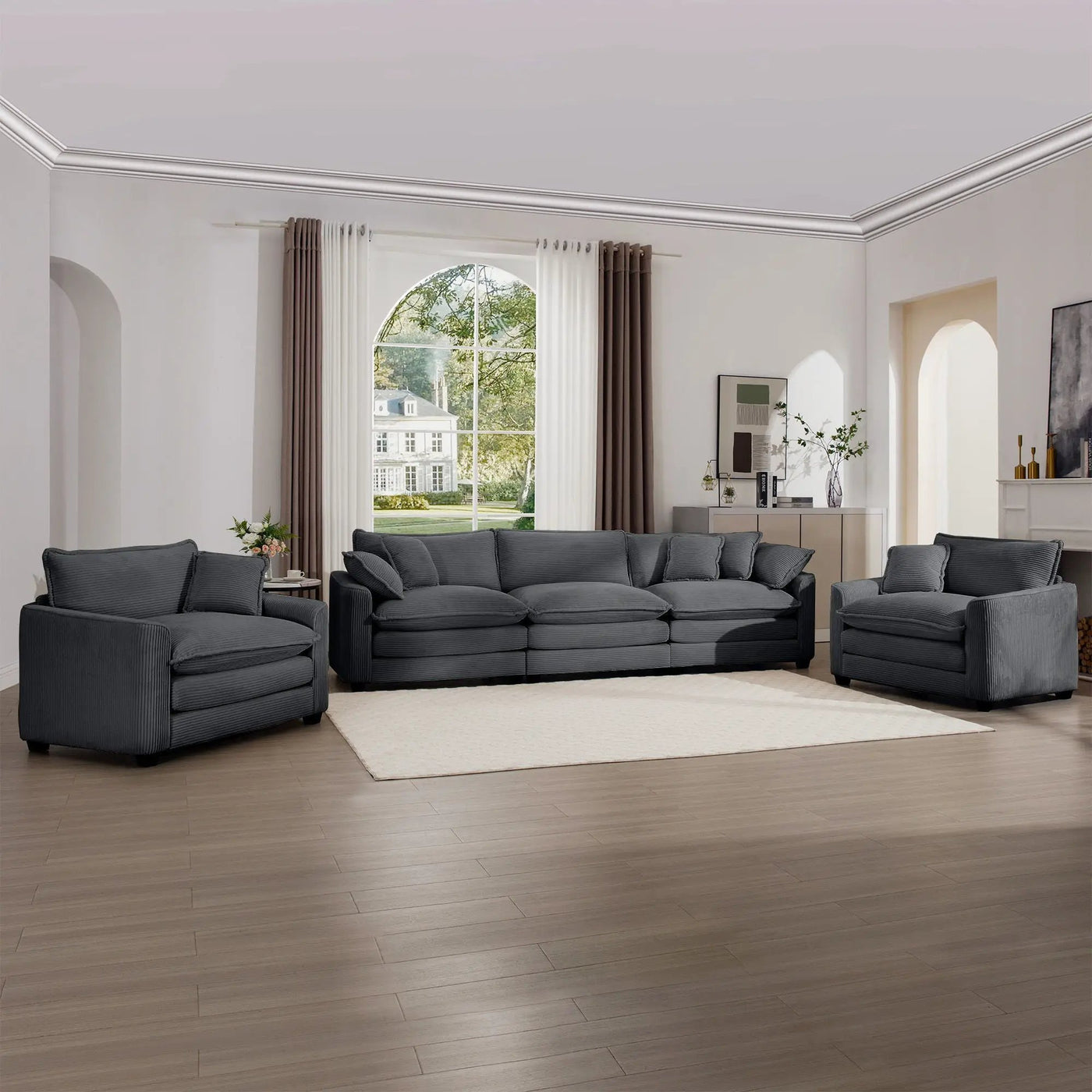 Elegant Oversized Sectional Sofa Set With Deep Seats And Flexible Layout by HouseOfZazla