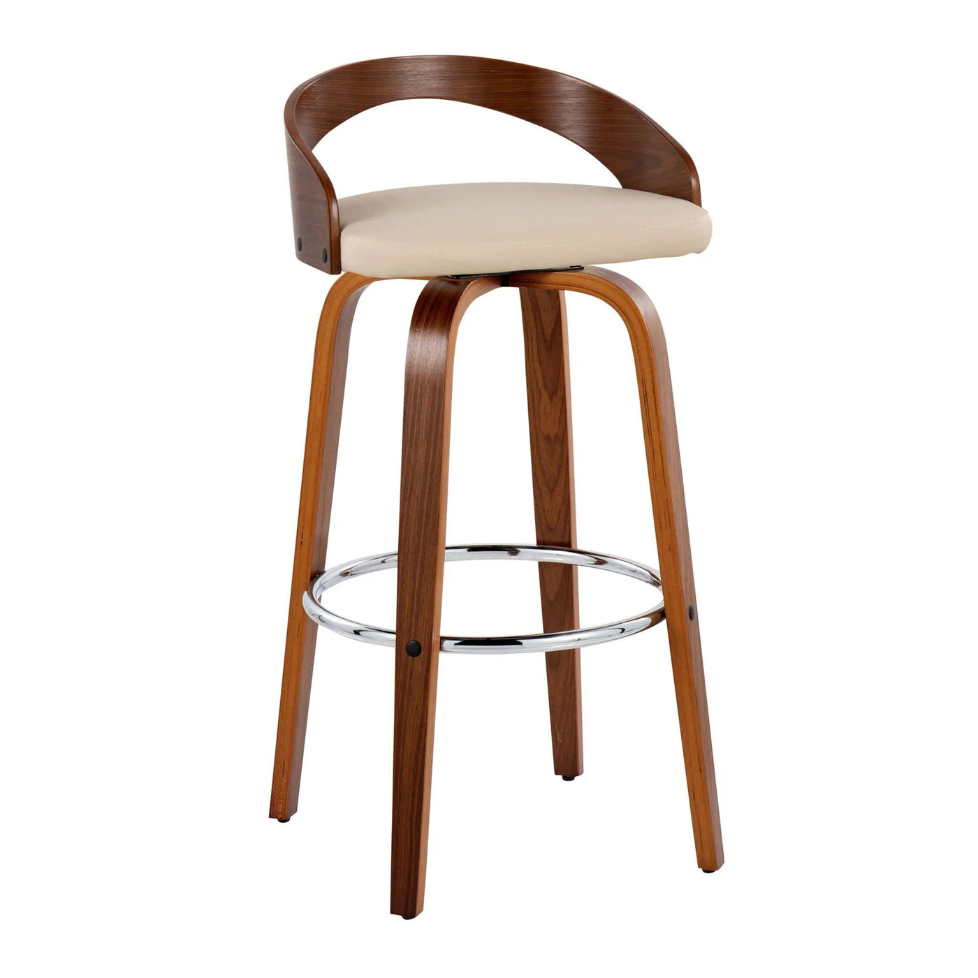Grotto - Contemporary Fixed Height Barstool With Swivel With Round Footrest (Set of 2) by HouseOfZazla
