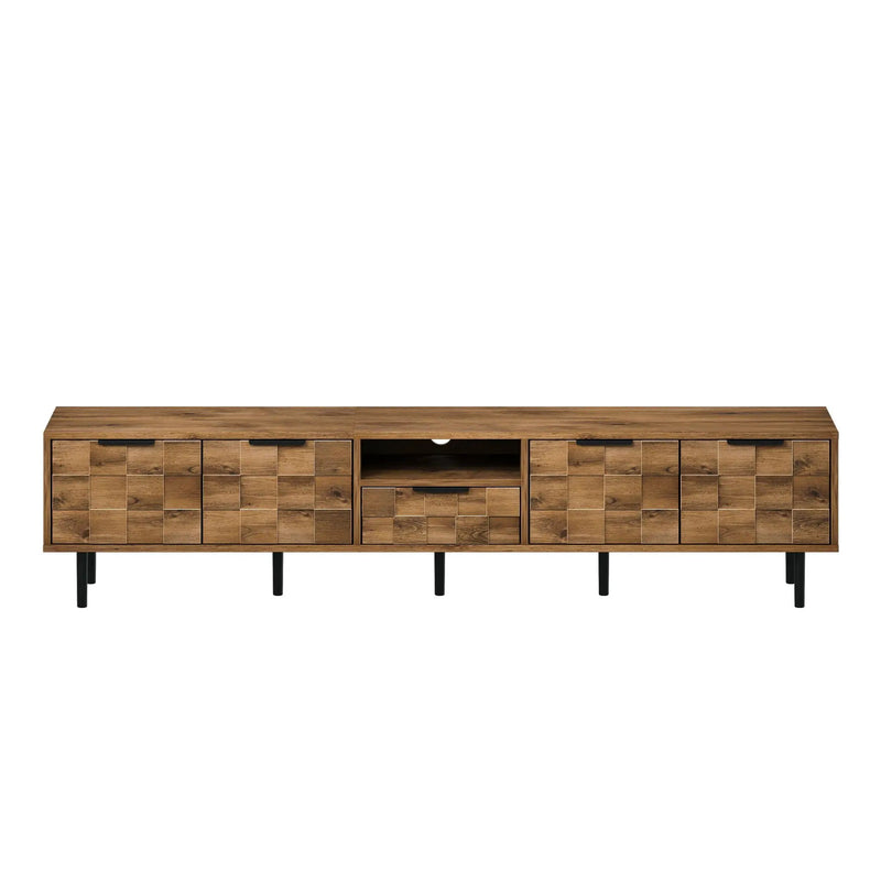 TV Stand, L Shaped Handle Entertainment Console With Storage - Natural by HouseOfZazla