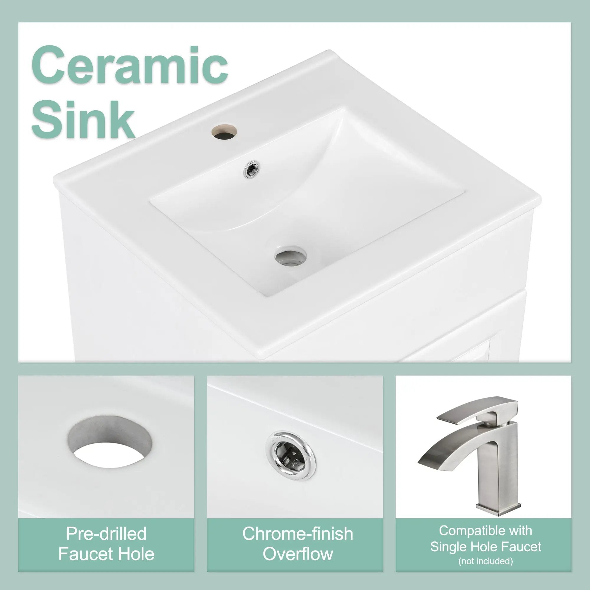 Bathroom Vanity With Sink, Cabinet With Adjustable Shelf